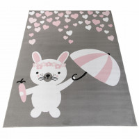 PASTEL CARPET 80x150 PINK FÜR KIDS ROSES GREY